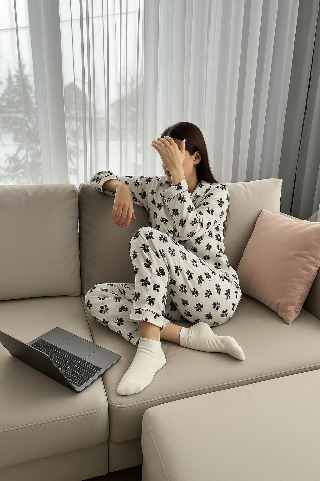 Creamy White with Black florals